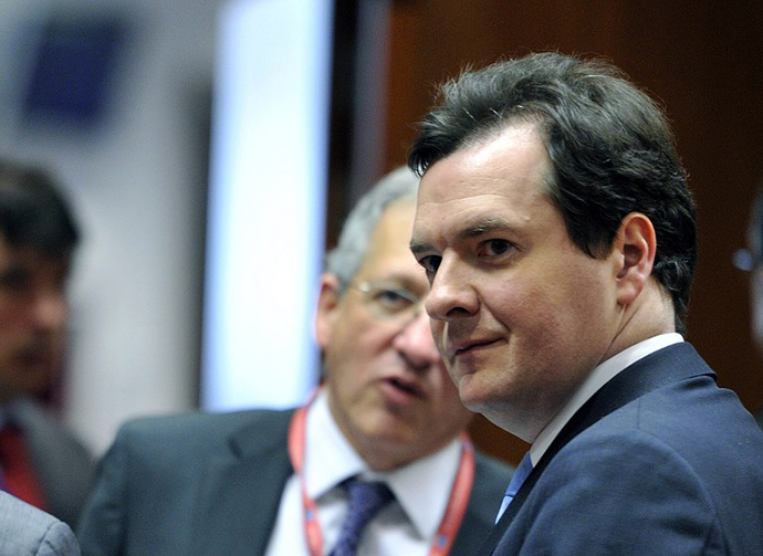 British Chancellor of the Exchequer George Osborne is pictured prior to an Economic and Financial Affairs Council on March 5, 2013 at the EU Headquarters in Brussels. (AFP Photo / Georges Gobet)