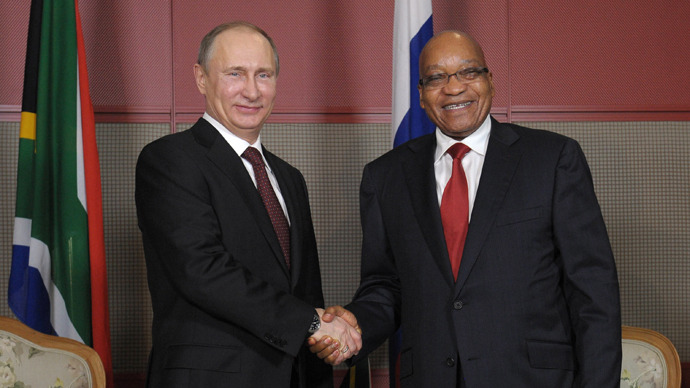 Russian President Vladimir Putin and his South African counterpart Jacob Zuma during a meeting in Durban on March 26, 2013. (RIA Novosti / Alexsey Druginyn)
