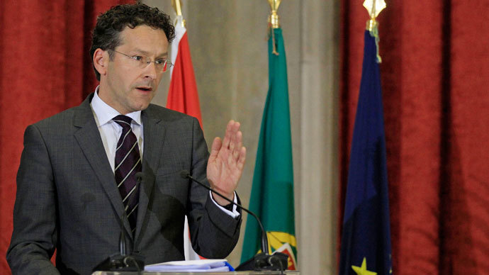 Eurogroup President and Dutch Finance Minister Jeroen Dijsselbloem talks to journalists during a joint news conference with Portuguese Finance Minister Vitor Gaspar in Lisbon May 27, 2013.(Reuters / Jose Manuel Ribeiro)