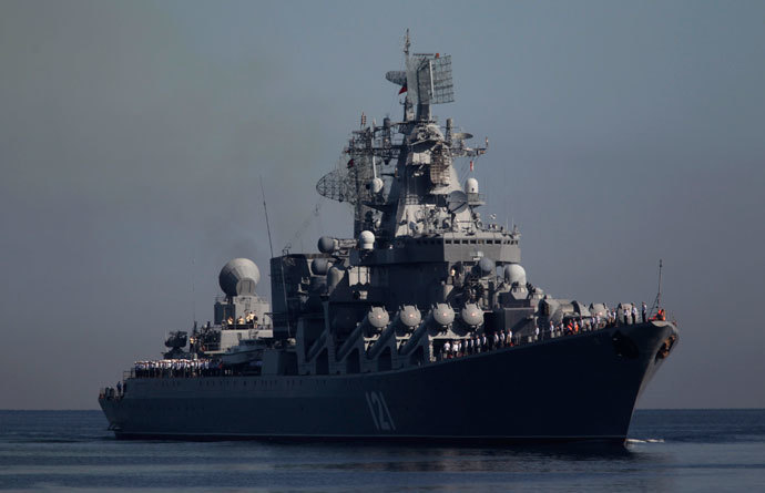 Russian cruiser "Moskva" arrives at Havana Harbor in Cuba August 3, 2013.(Reuters / Enrique De La Osa)