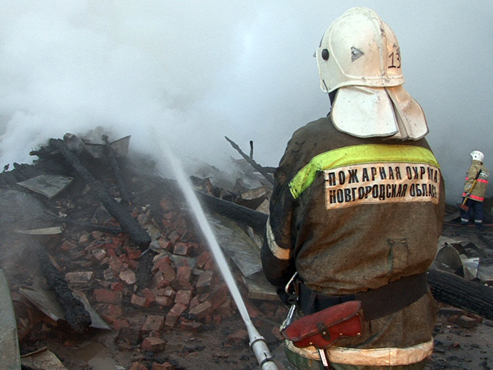 The fire completely destroyed one of the buildings of the Oksochi psychiatric hospital in the village of Luka, Novgorod Region, September 13. RIA Novosti