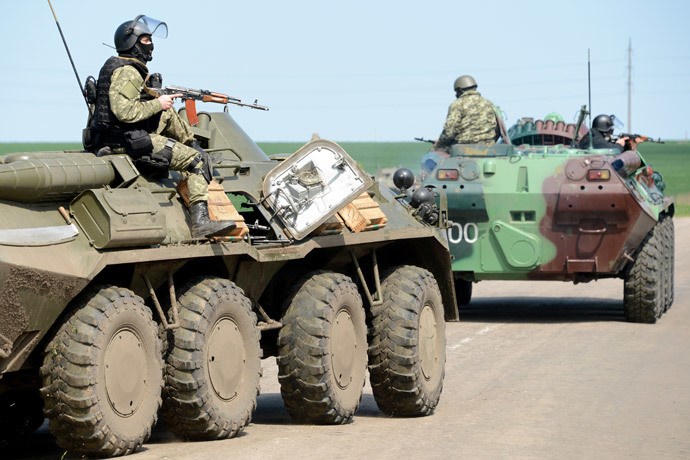 Ukrainian special forces take position in the eastern Ukrainian city of Slavyansk on April 24, 2014.(AFP Photo / Kirill Kudryavtsev)
