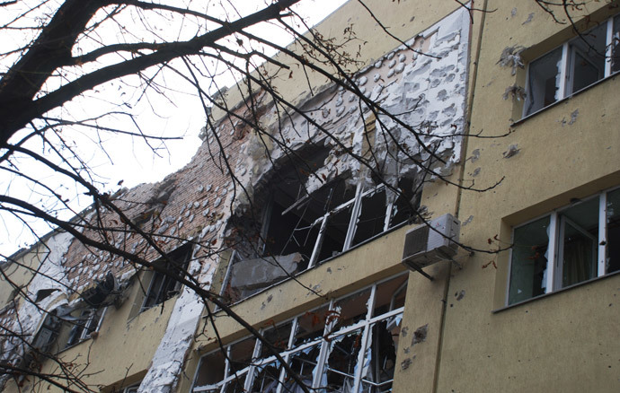 A destroyed residential building at Donetsk's airport area. (RIA Novosti / Gennady Dubovoy) 