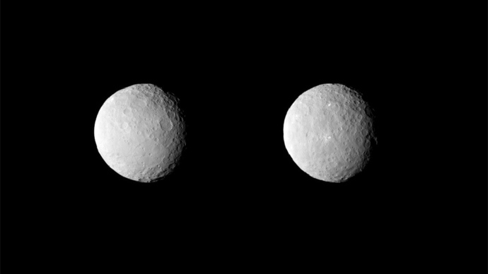 A sonda Dawn da NASA obteve estas imagens uncropped de planeta anão Ceres em 19 de fevereiro de 2015, a uma distância de cerca de 29.000 milhas (46.000 km) (imagem de nasa.gov)