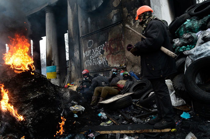 Kiev, 28 de janeiro de 2014.  (AFP Photo / Aris Messinis)