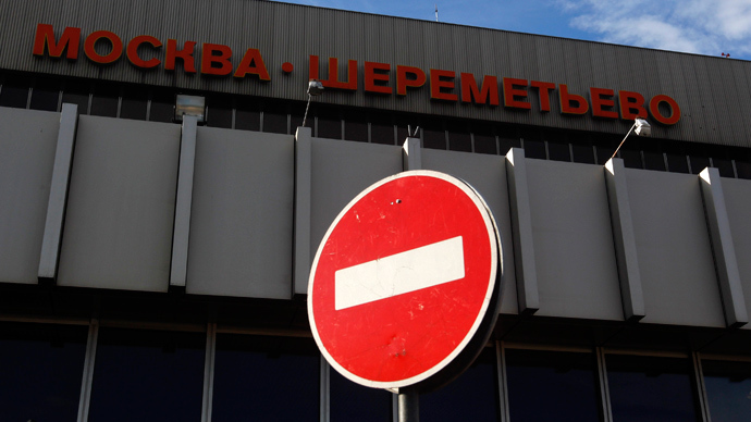 A traffic sign is seen outside Sheremetyevo airport in Moscow (Reuters / Maxim Shemetov)