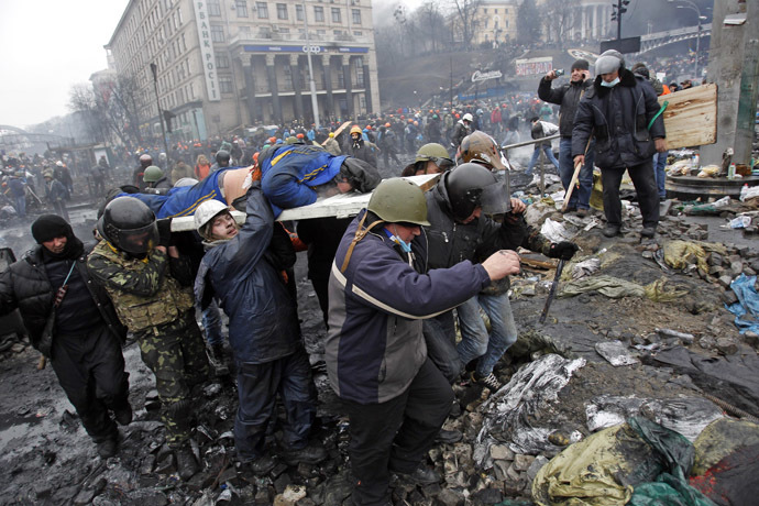 Independence Square in Kiev February 20, 2014. (Reuters/David Mdzinarishvili)